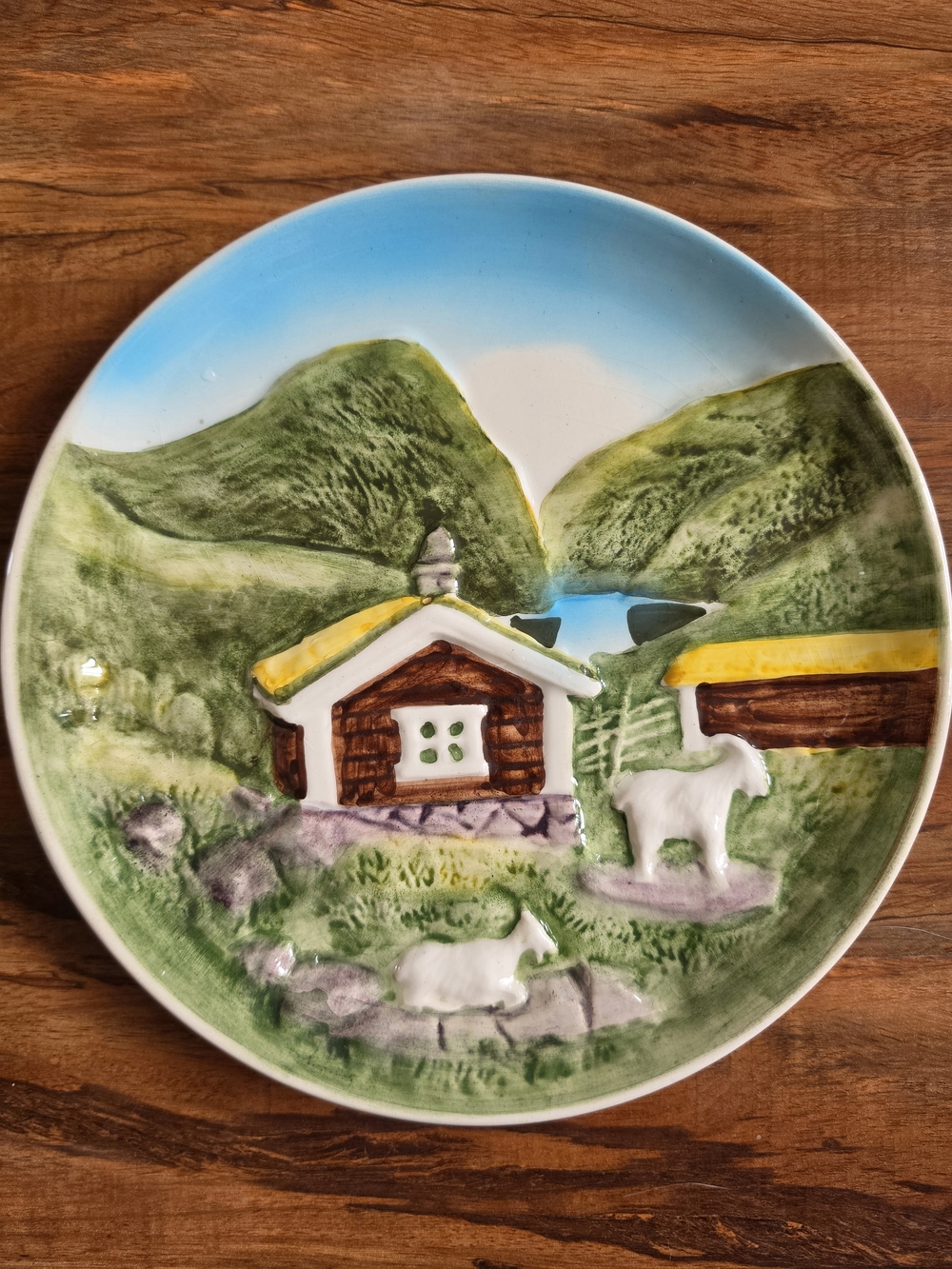 Vintage Embossed Majolica Wall Plate; CottageCore